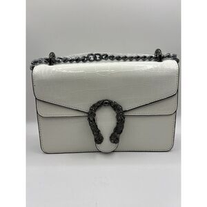 Mermaid Horseshoe Black Faux Leather Vegan Purse Shoulder Bag Silver Prom Clutch